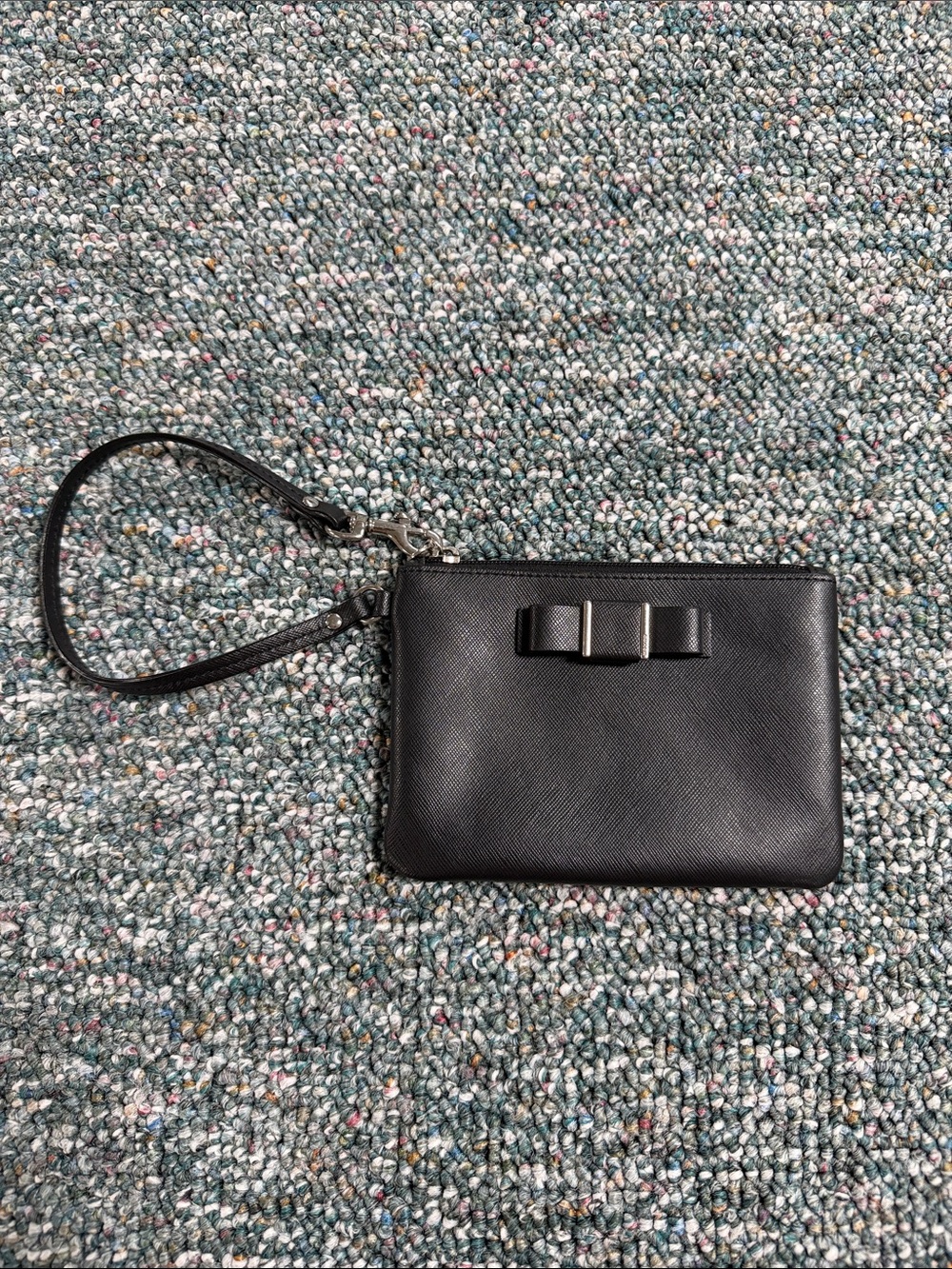 Coach Black Leather Bow Wristlet